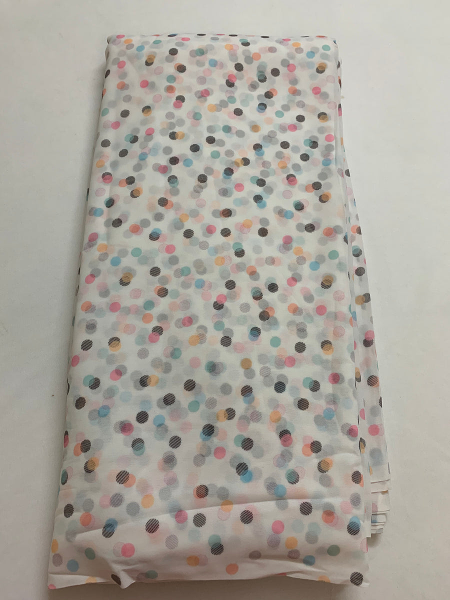 Digital polka printed georgette fabric