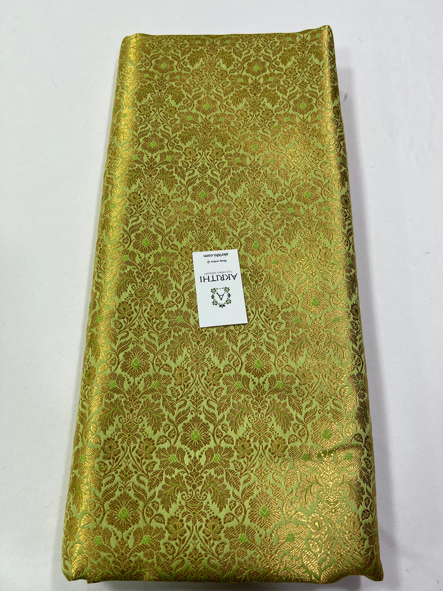 Handloom Banarasi brocade fabric light green colour