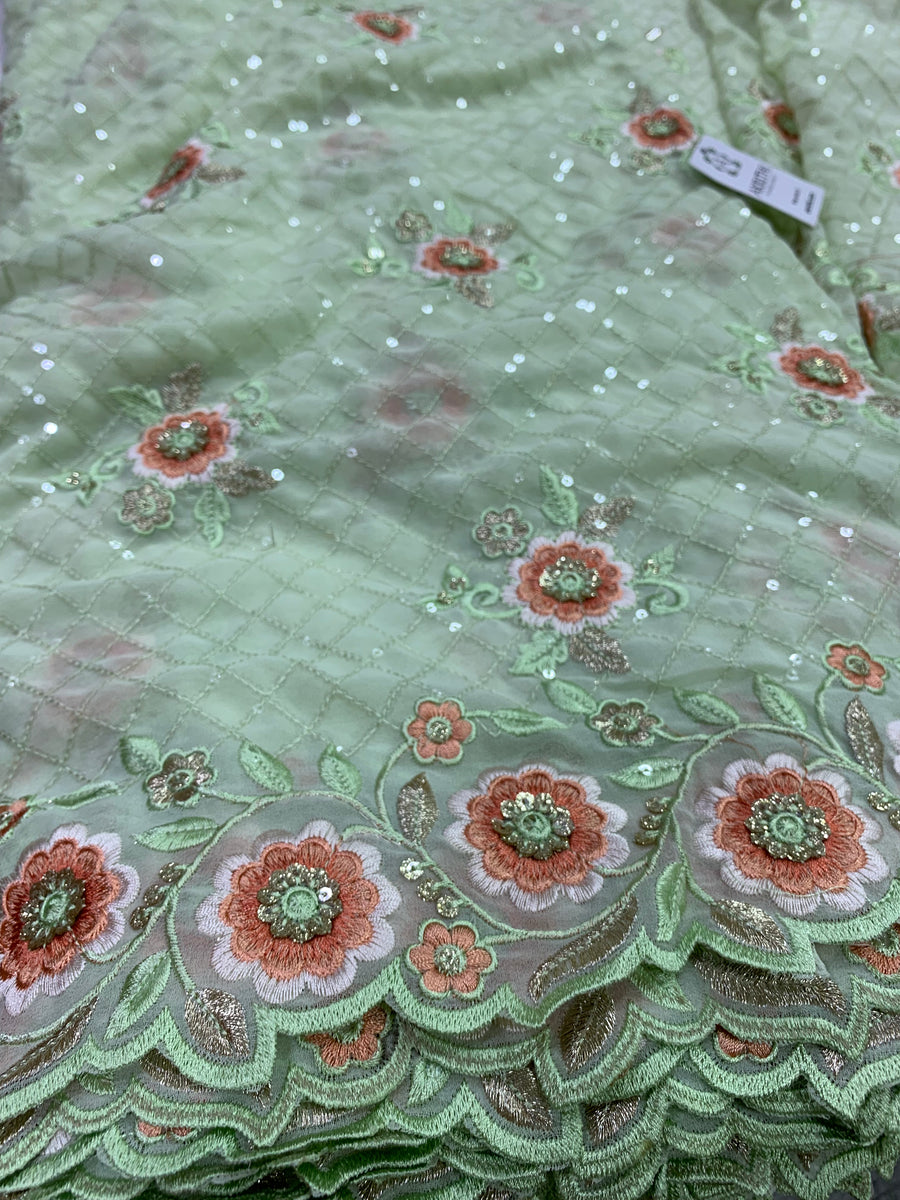 Embroidery on pure georgette fabric