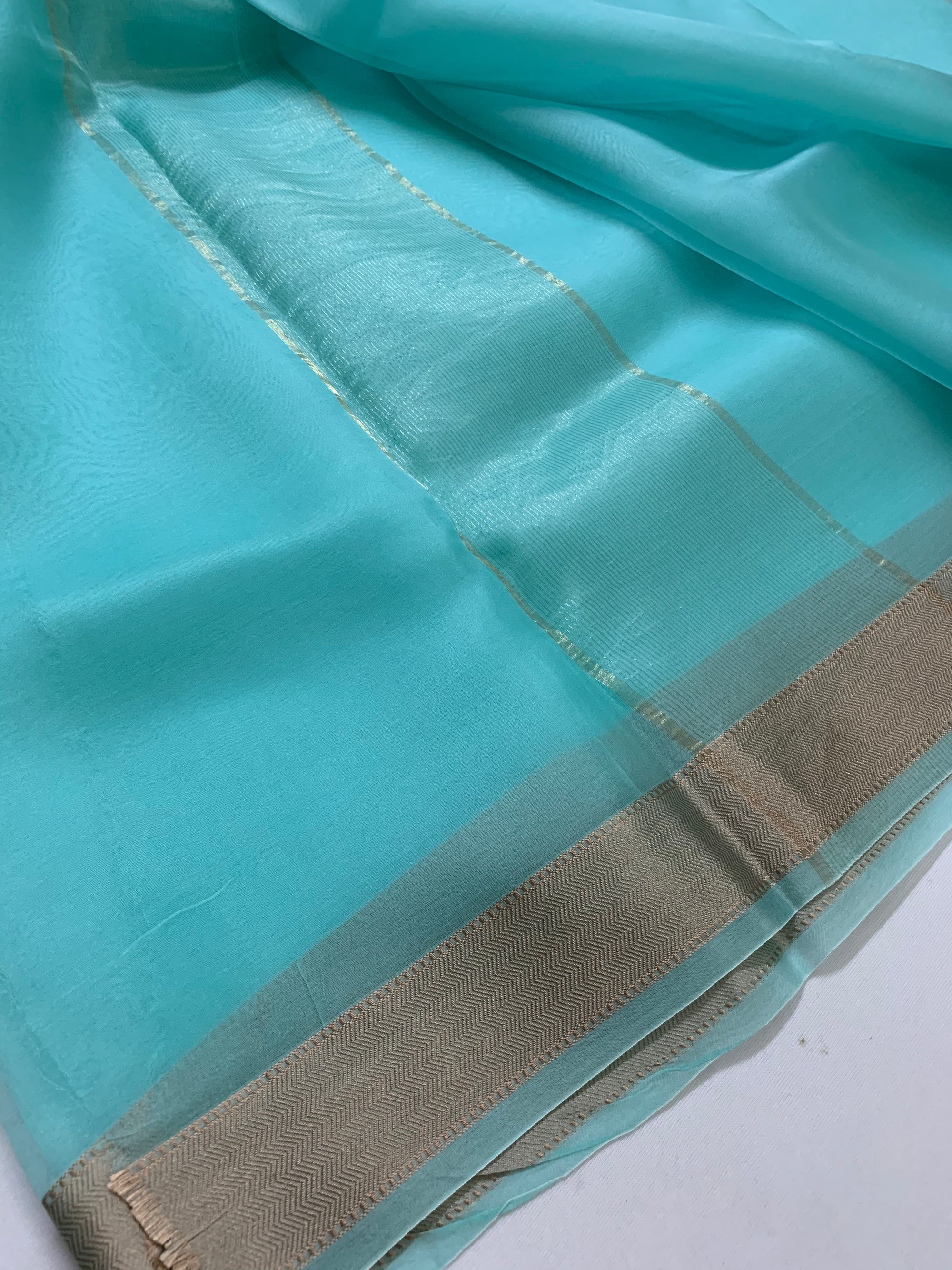 Pure silk organza saree with zari border