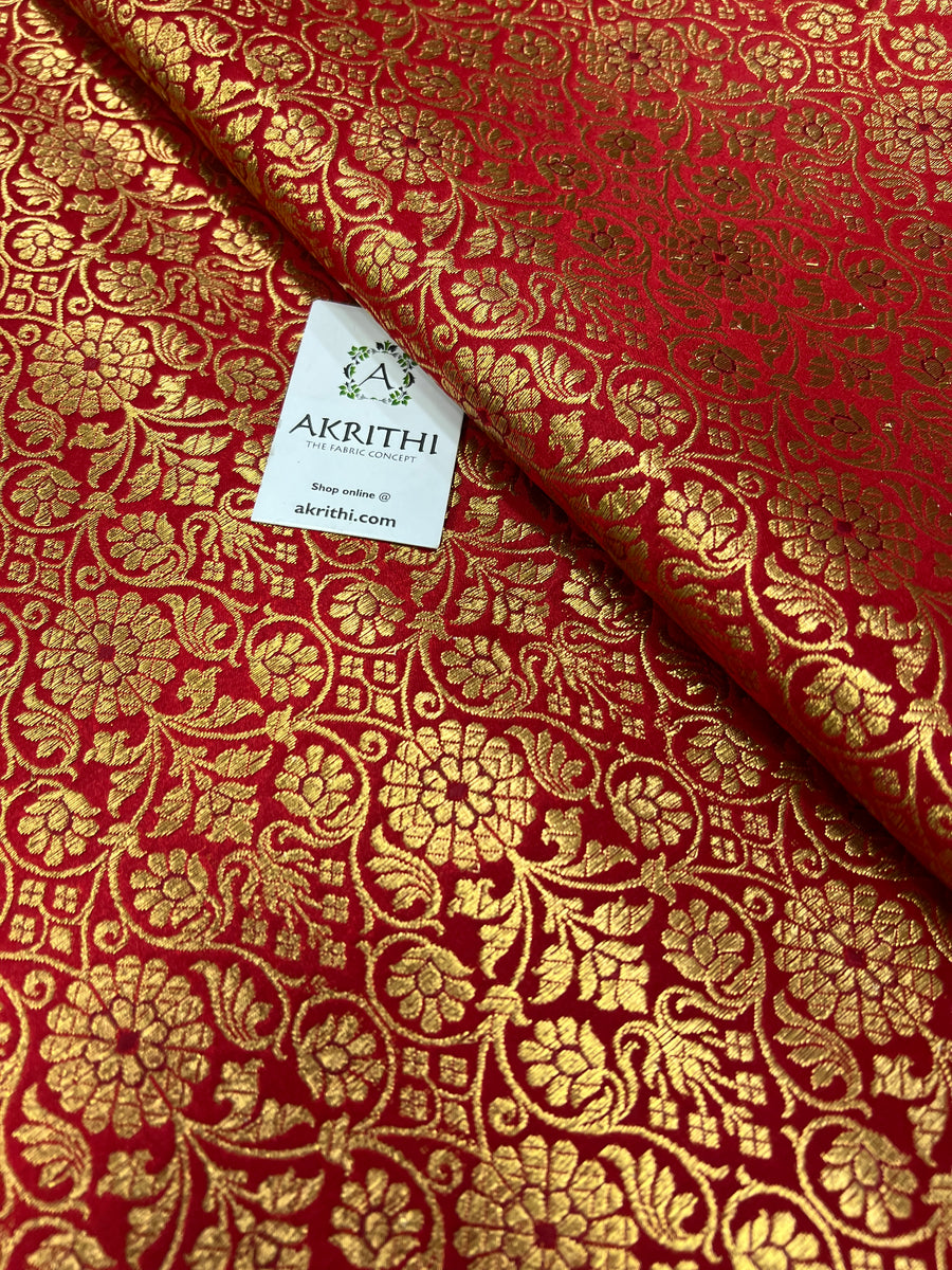 Banarasi brocade fabric red