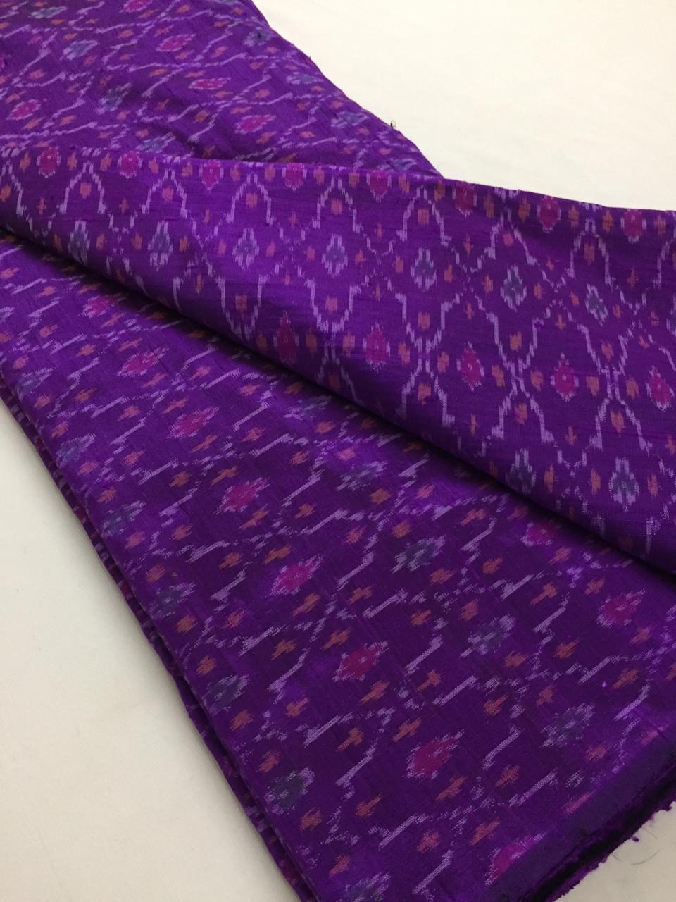 Handloom Ikat pure dupion raw silk kurta fabric