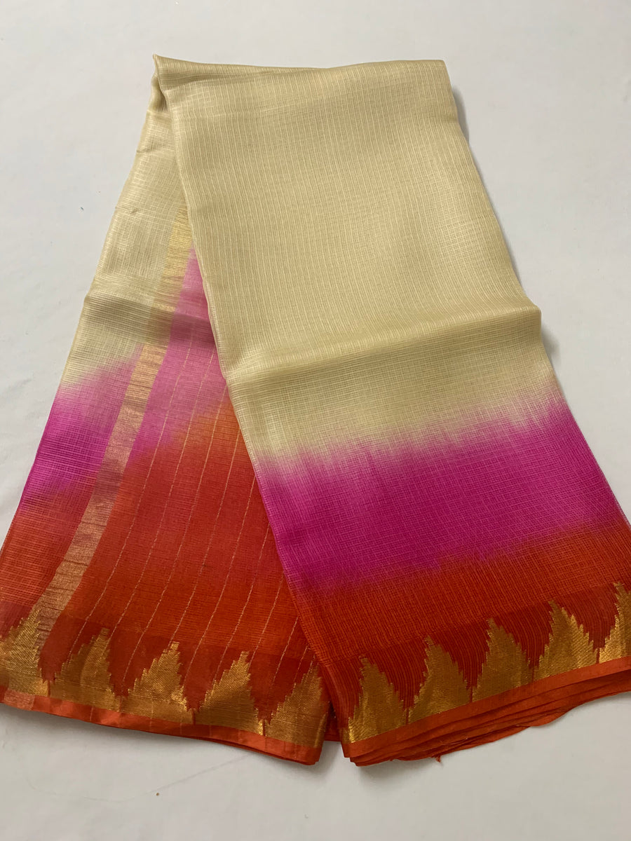Pure kota silk saree with temple border