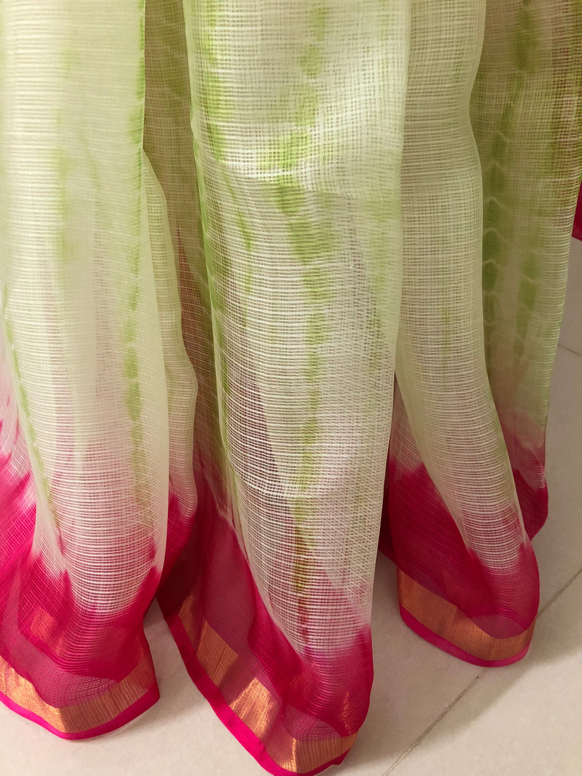 Tie and dye pure kota silk saree