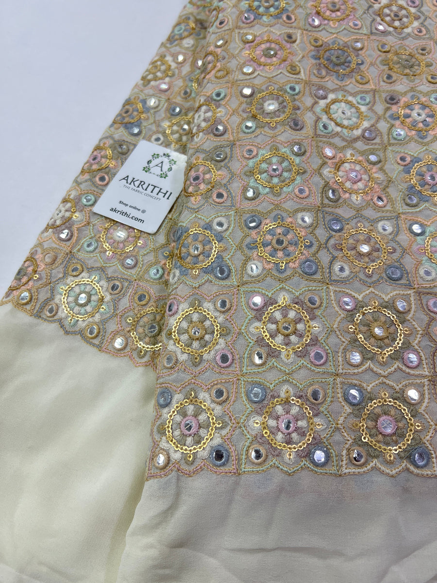 Mirror Embroidery Georgette fabric 75 cms cut