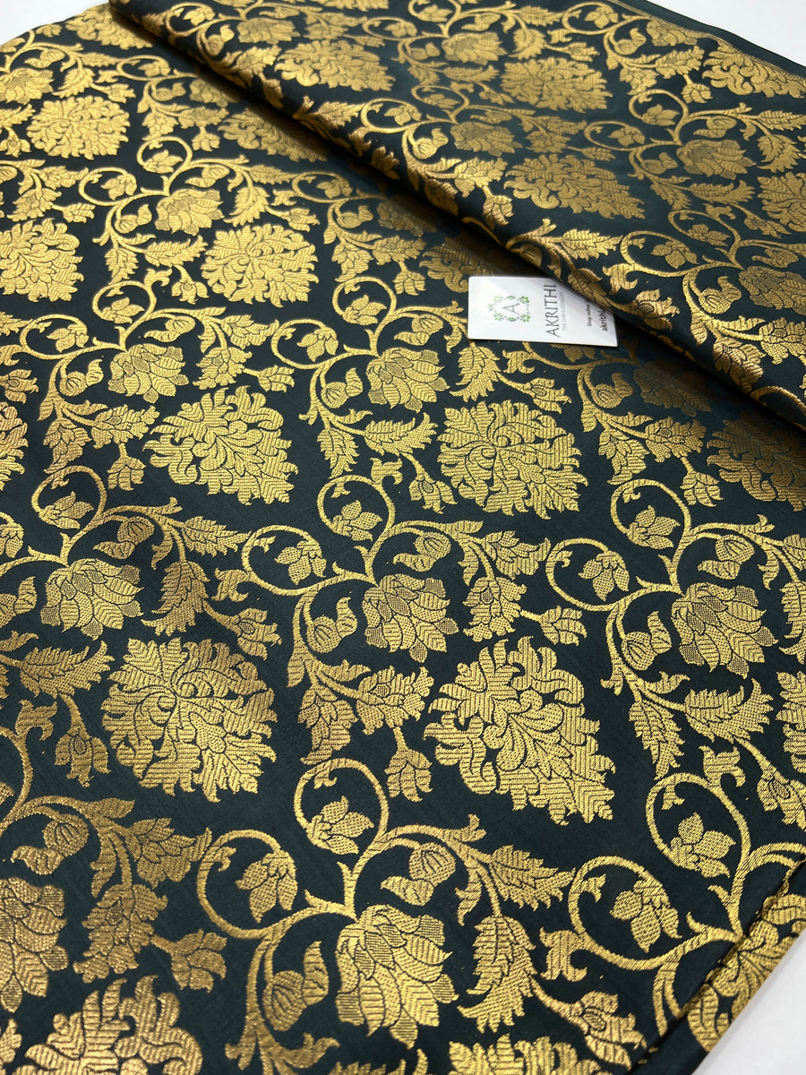 Banarasi brocade fabric dark green