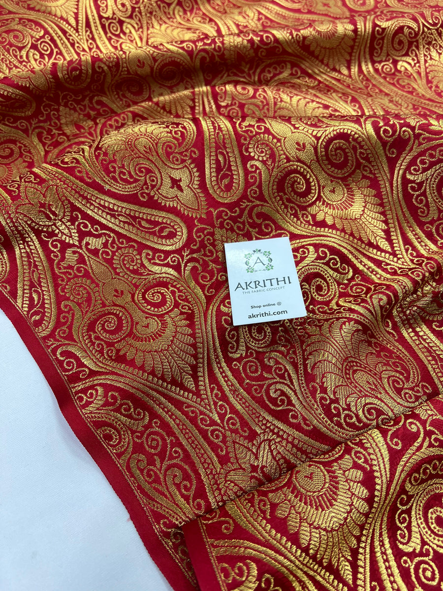Banarasi brocade fabric Red