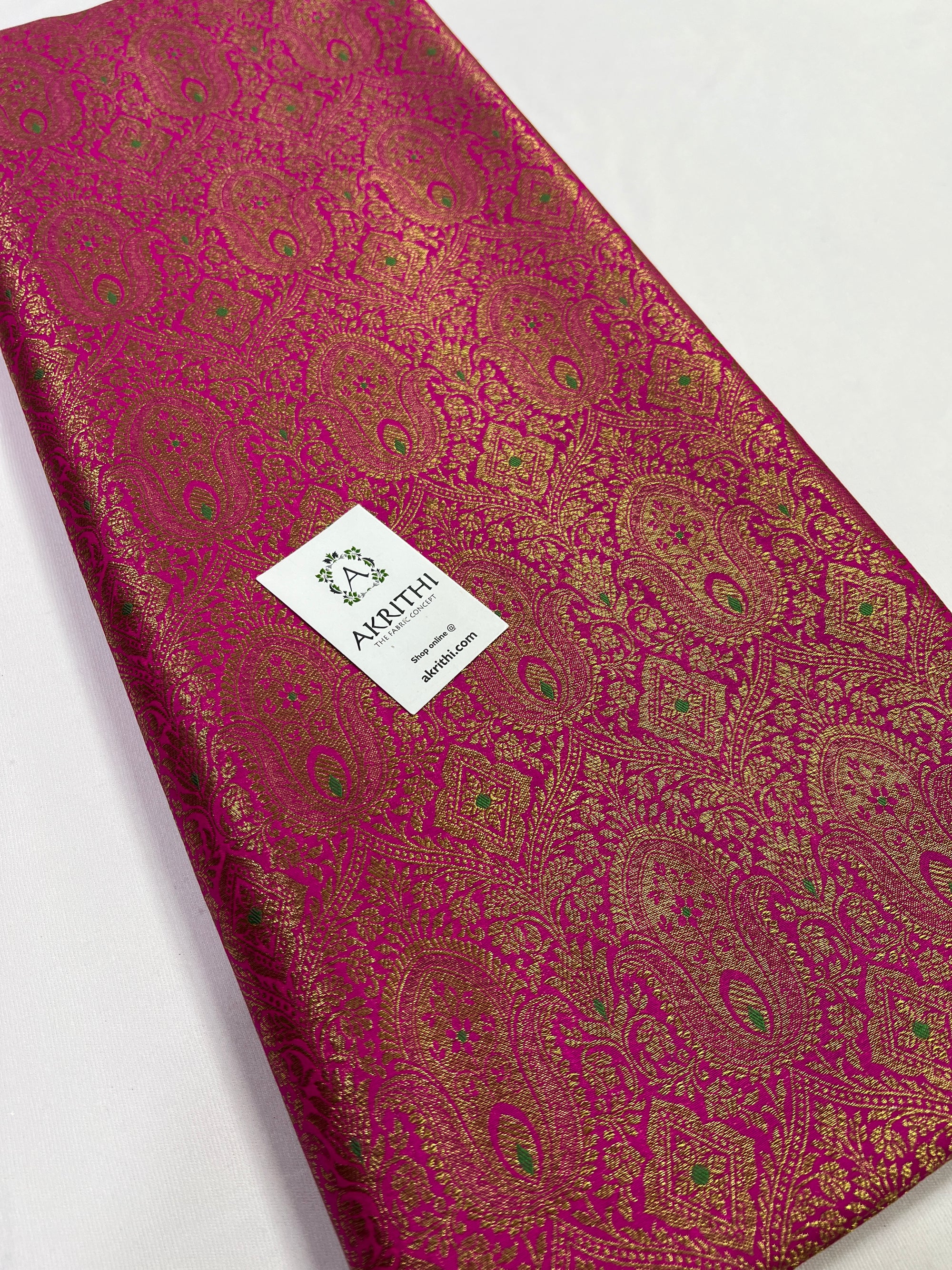 Handloom Banarasi brocade fabric with antique zari