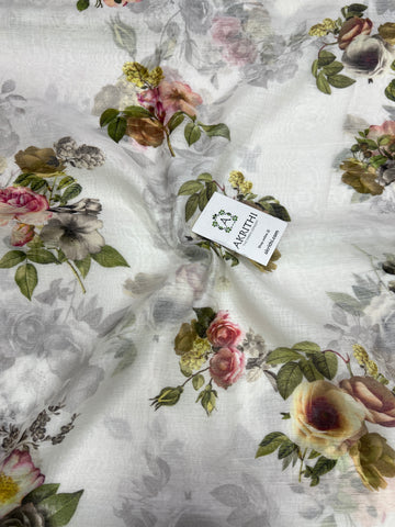 Floral Printed Pure silk cotton fabric