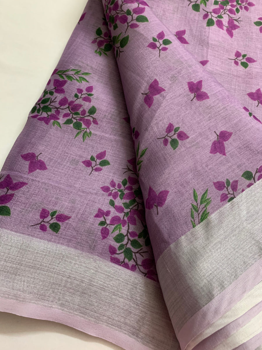 Floral Printed Linen fabric 95 cms cut