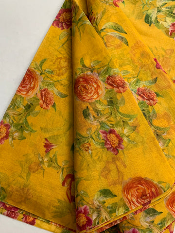 Floral Printed Pure silk cotton fabric