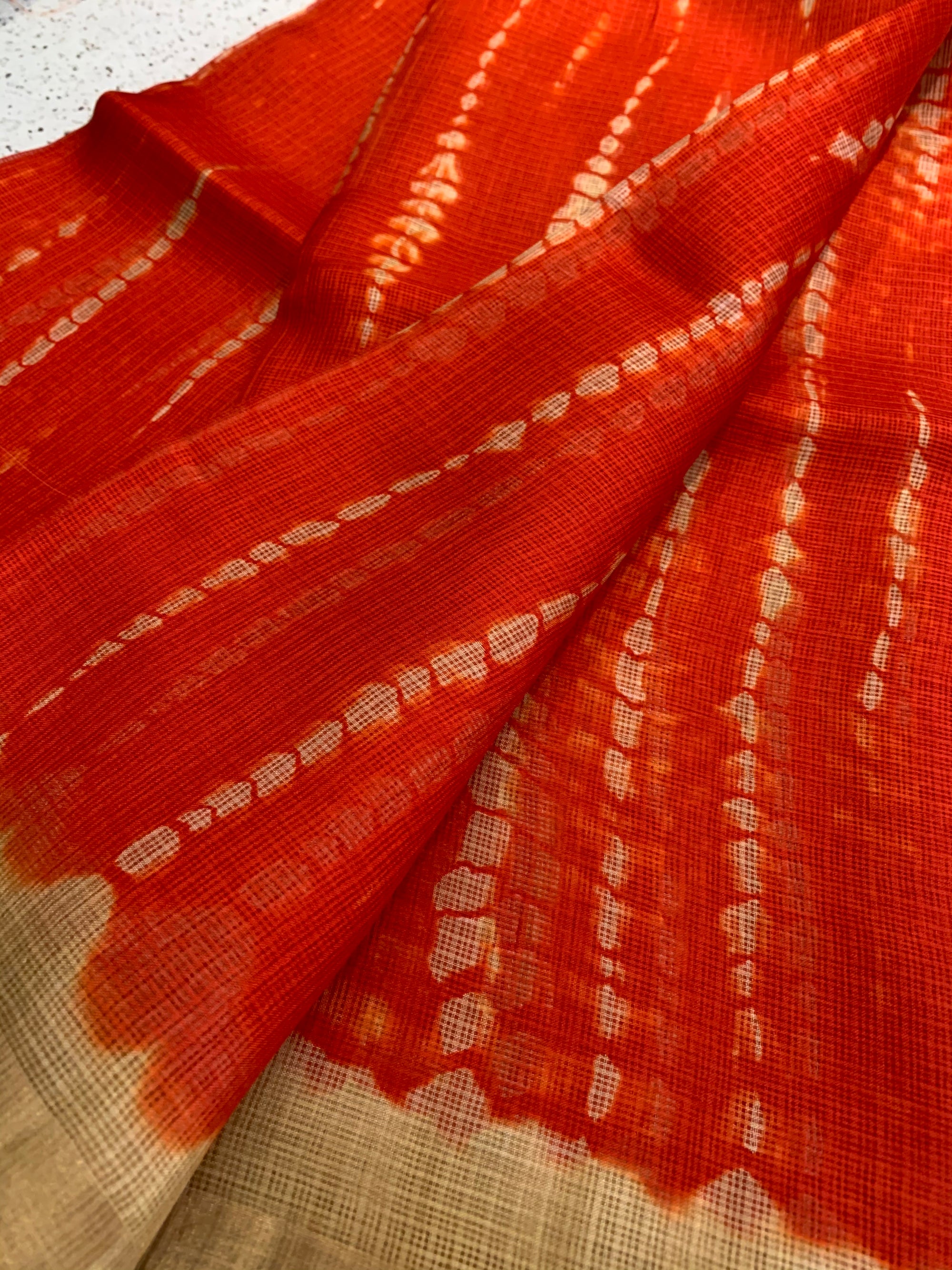 Tie and dye pure kota silk saree