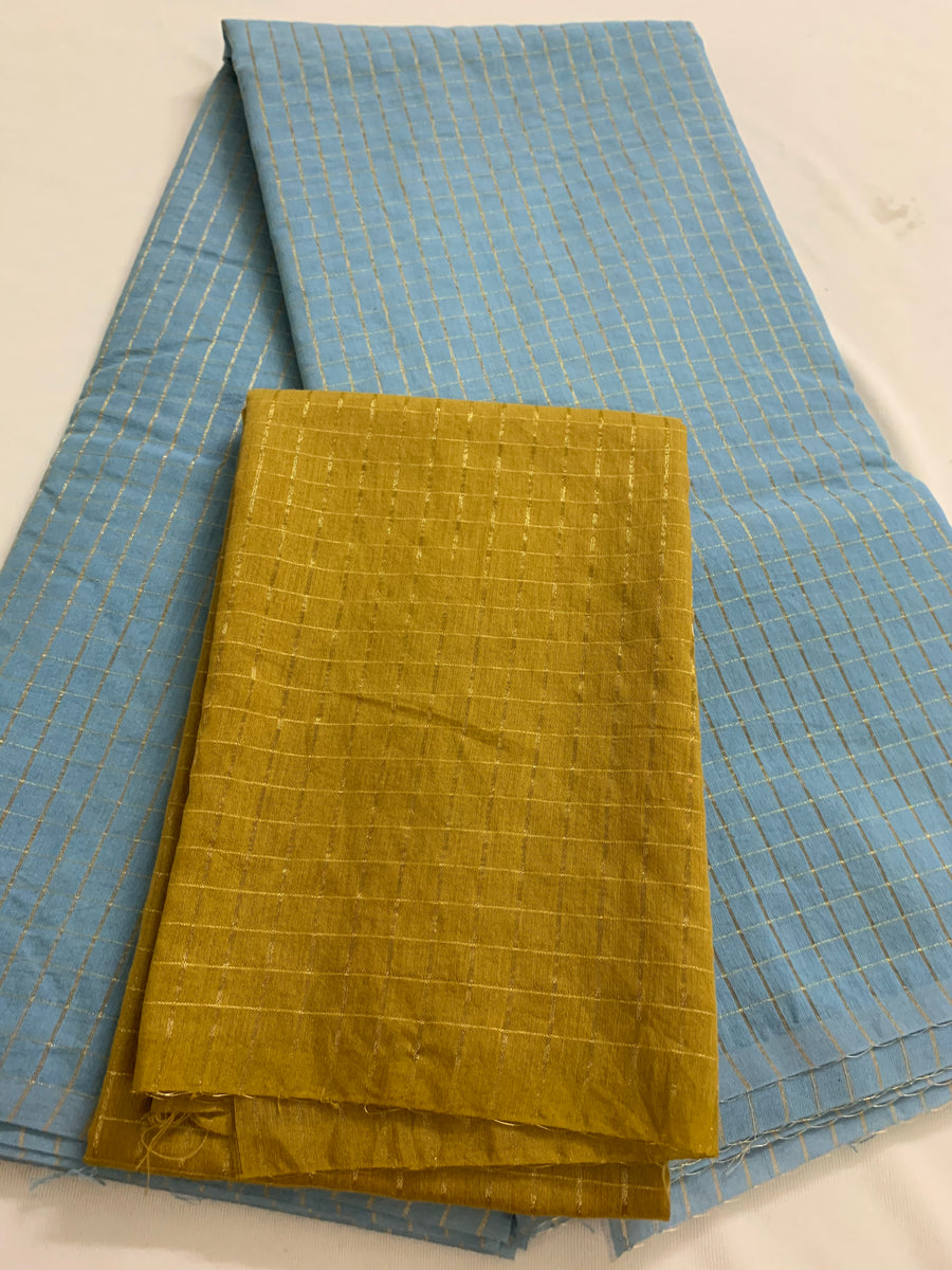 Silk cotton zari checks saree