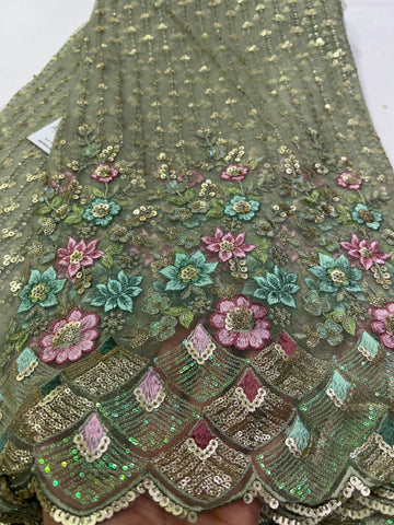 Embroidery on net fabric