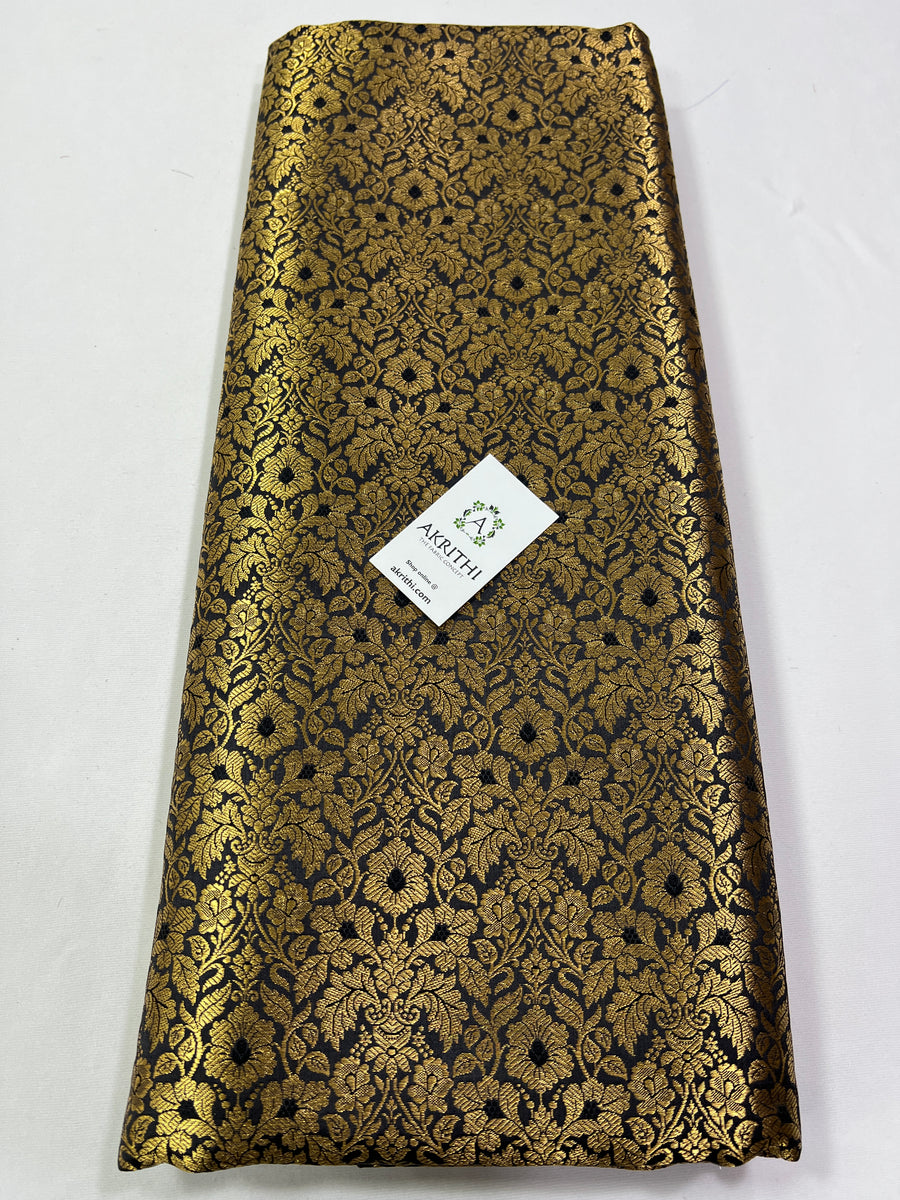 Handloom Banarasi brocade fabric black colour