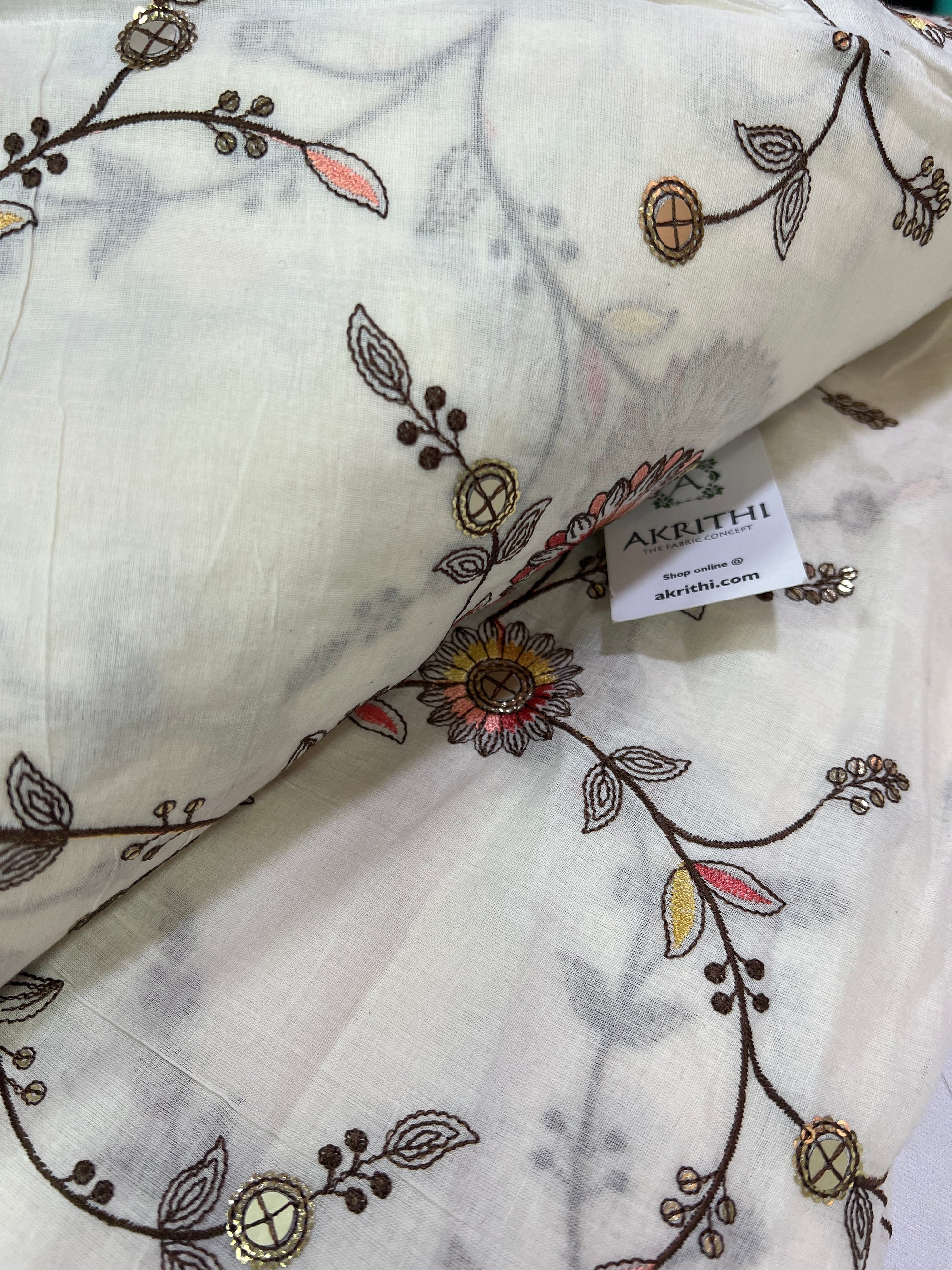 Pure cotton embroidered fabric