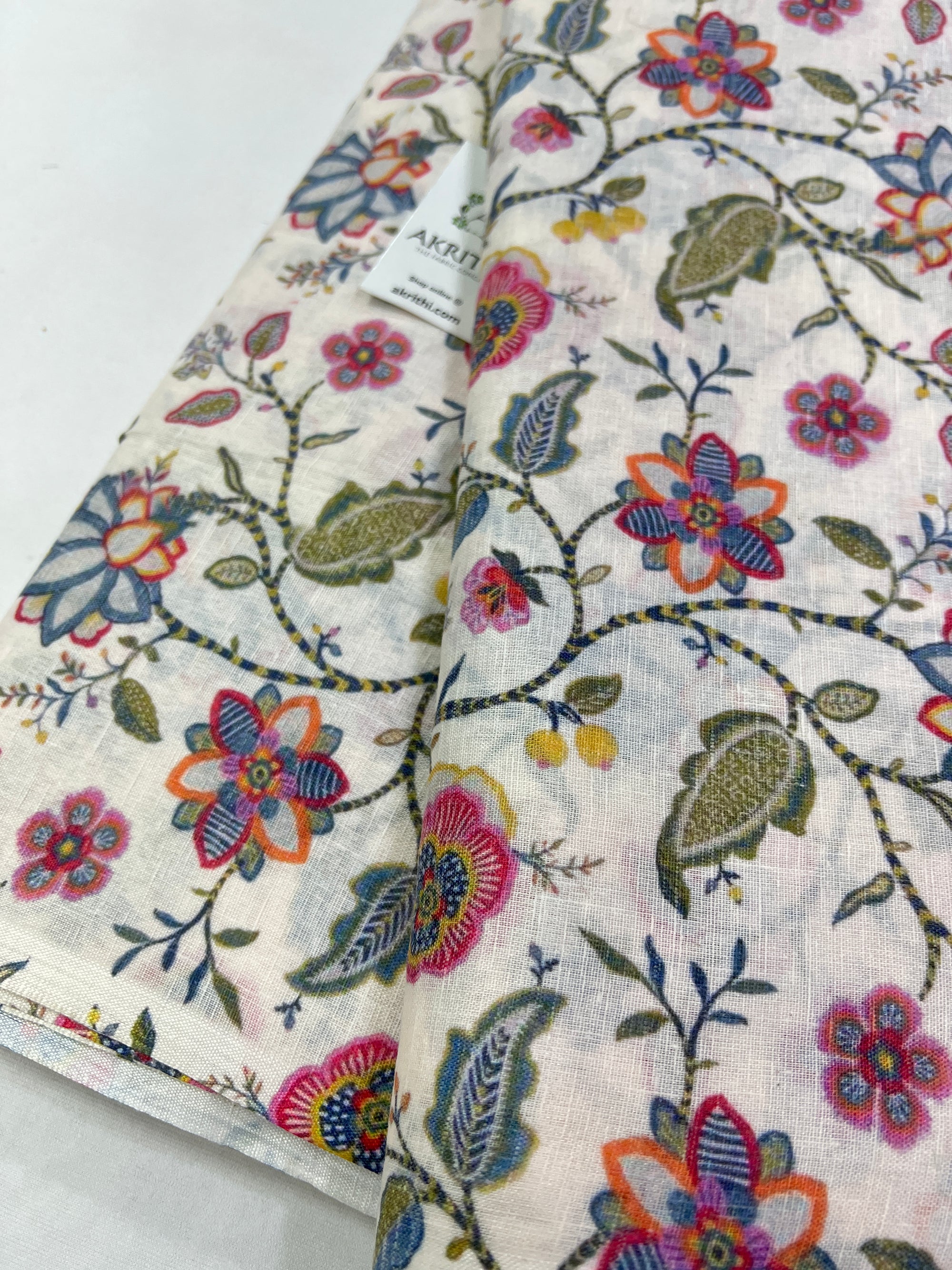 Digital printed linen fabric