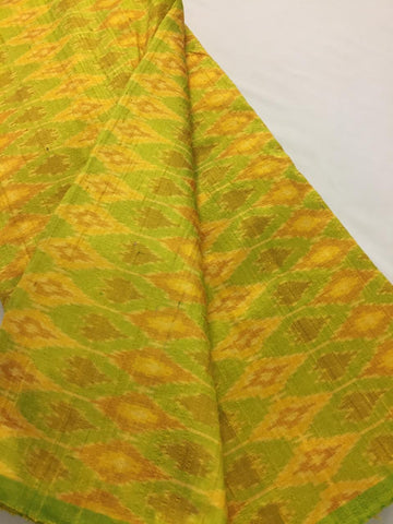 Handloom Ikat pure dupion raw silk kurta fabric