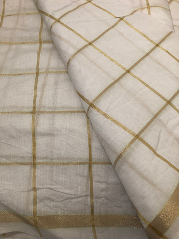 Dyeable Silk Cotton with zari checks fabric