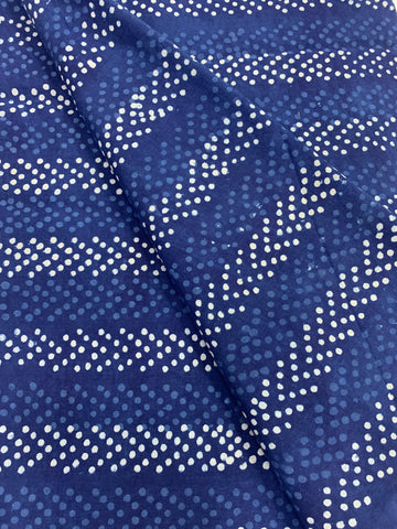 Indigo hand block pure cotton fabric