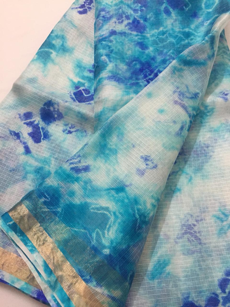 Tie and dye pure kota silk saree