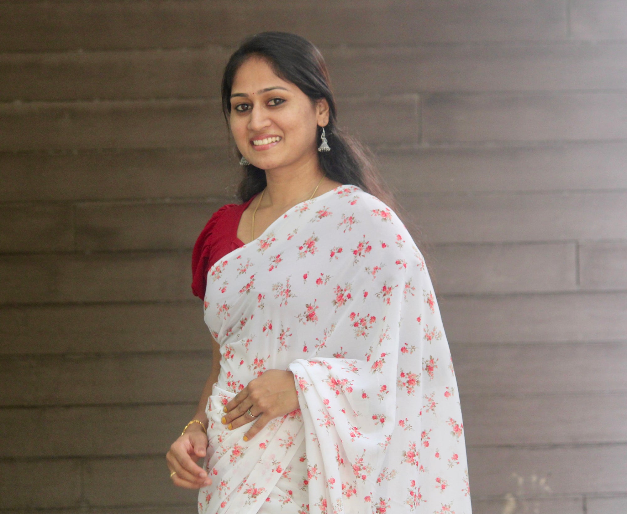 Digital floral printed georgette saree