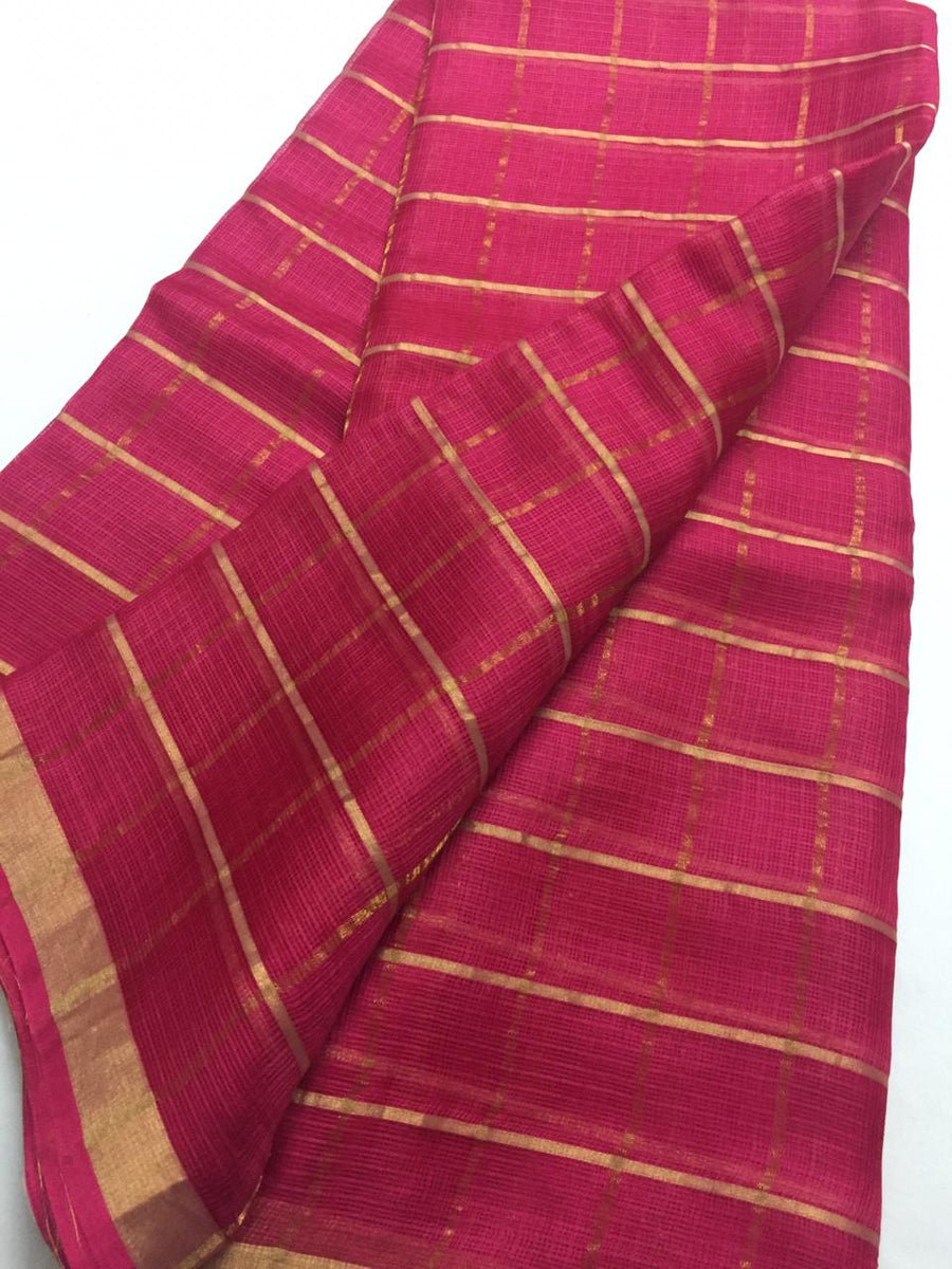 Pure kota silk saree with zari checks