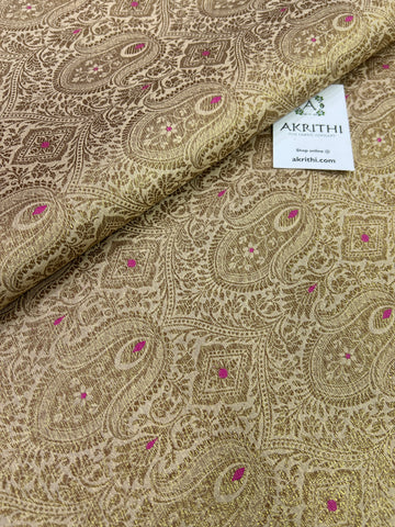 Handloom Banarasi brocade fabric with antique zari