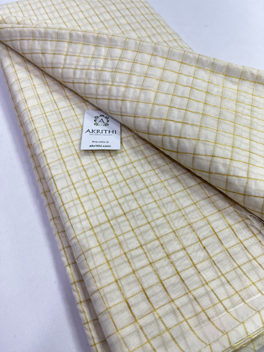 Dyeable Silk cotton with zari checks fabric