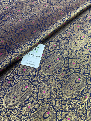 Handloom Banarasi brocade fabric with antique zari