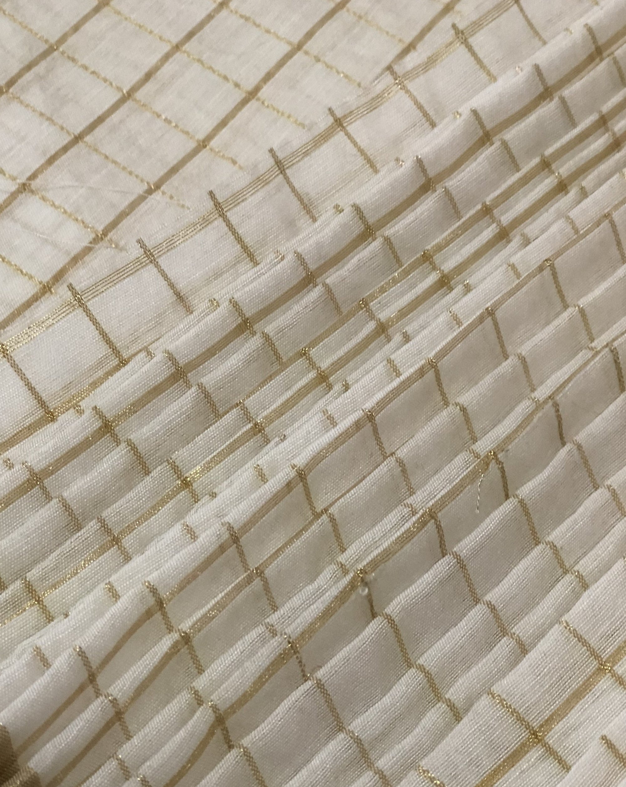 Dyeable Silk  cotton with zari checks fabric