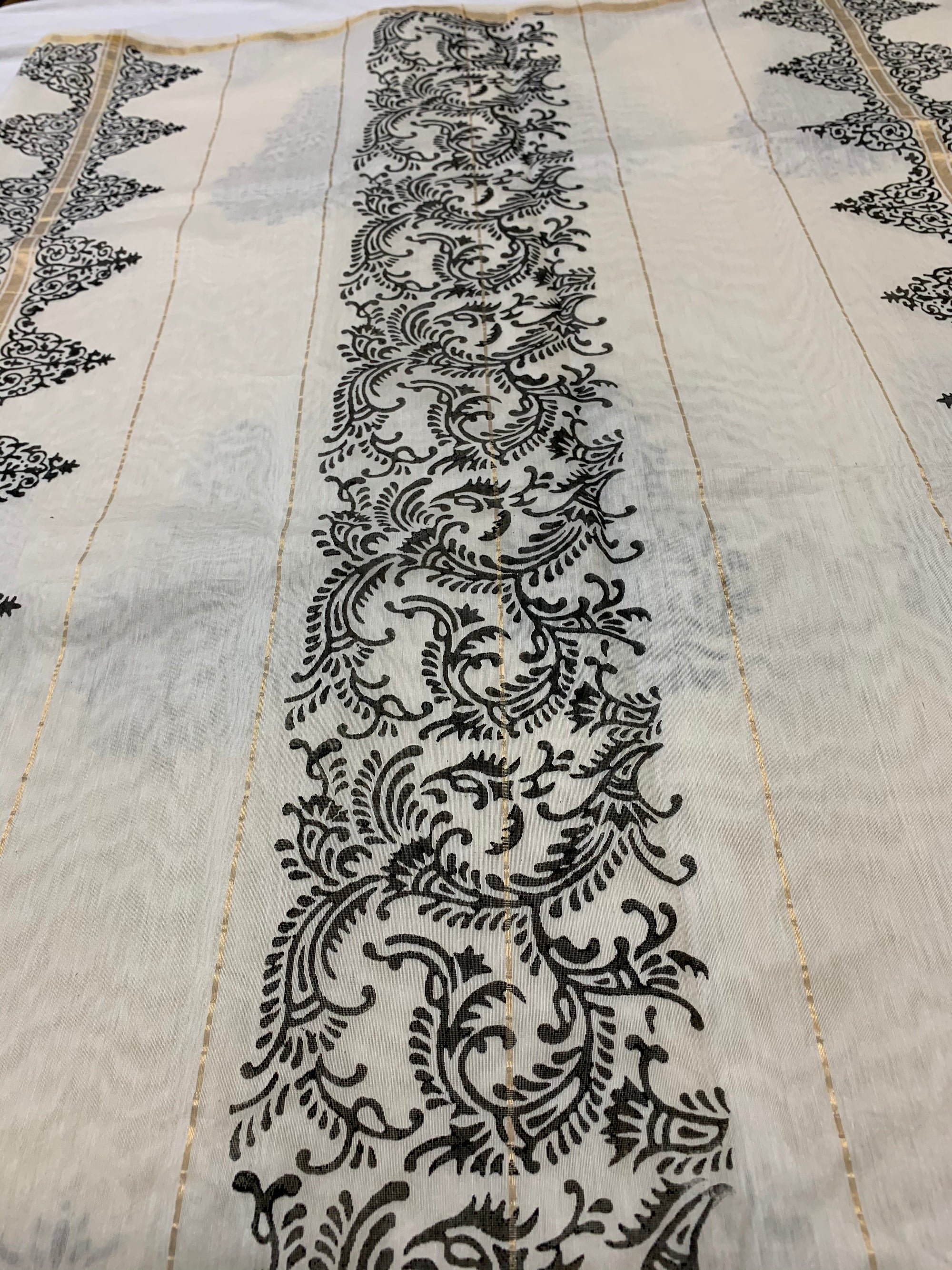 Block printed Pure chanderi saree