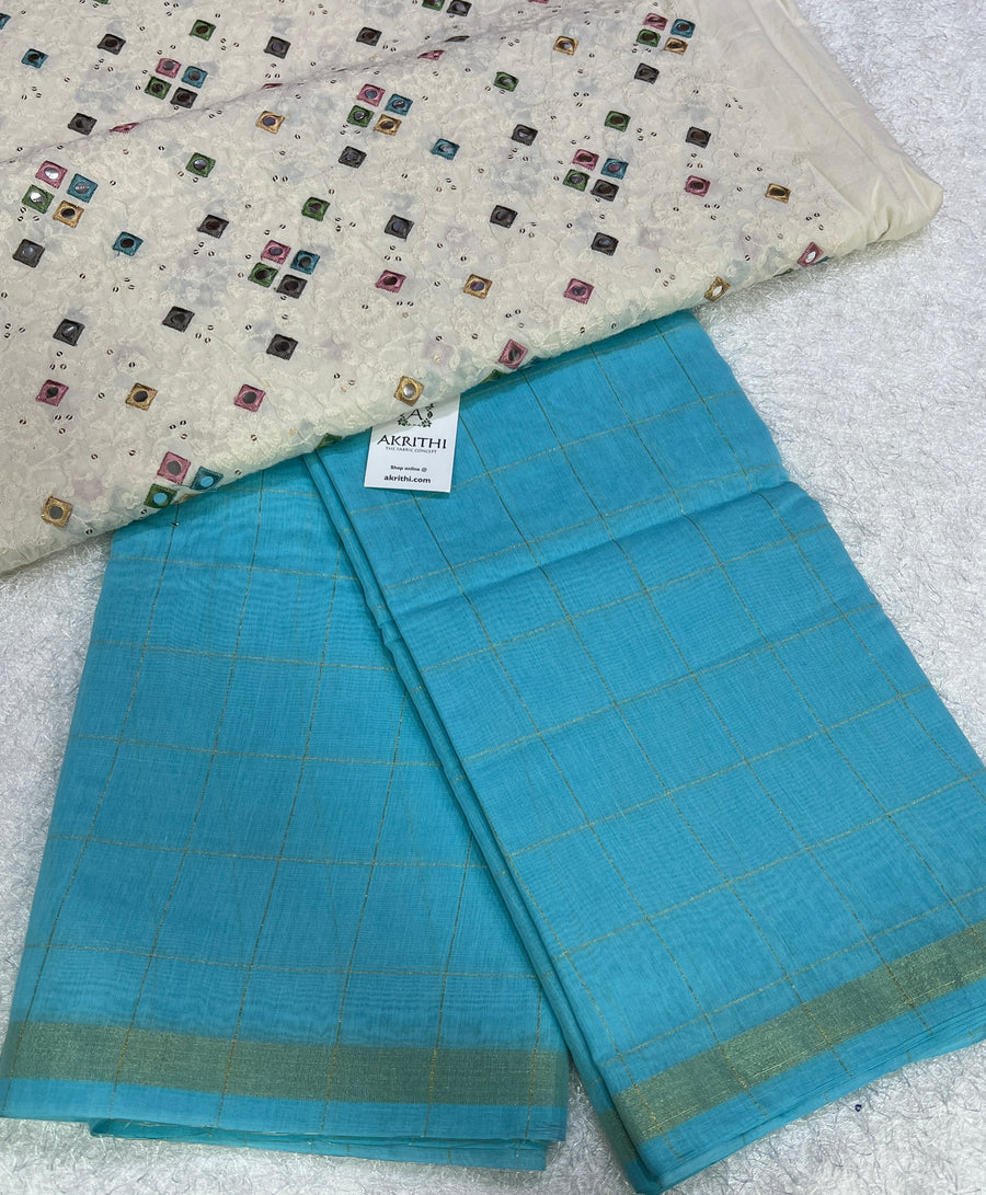 Chanderi saree with embroidered cotton blouse