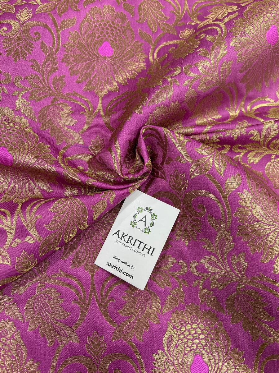Banarasi brocade fabric onion pink