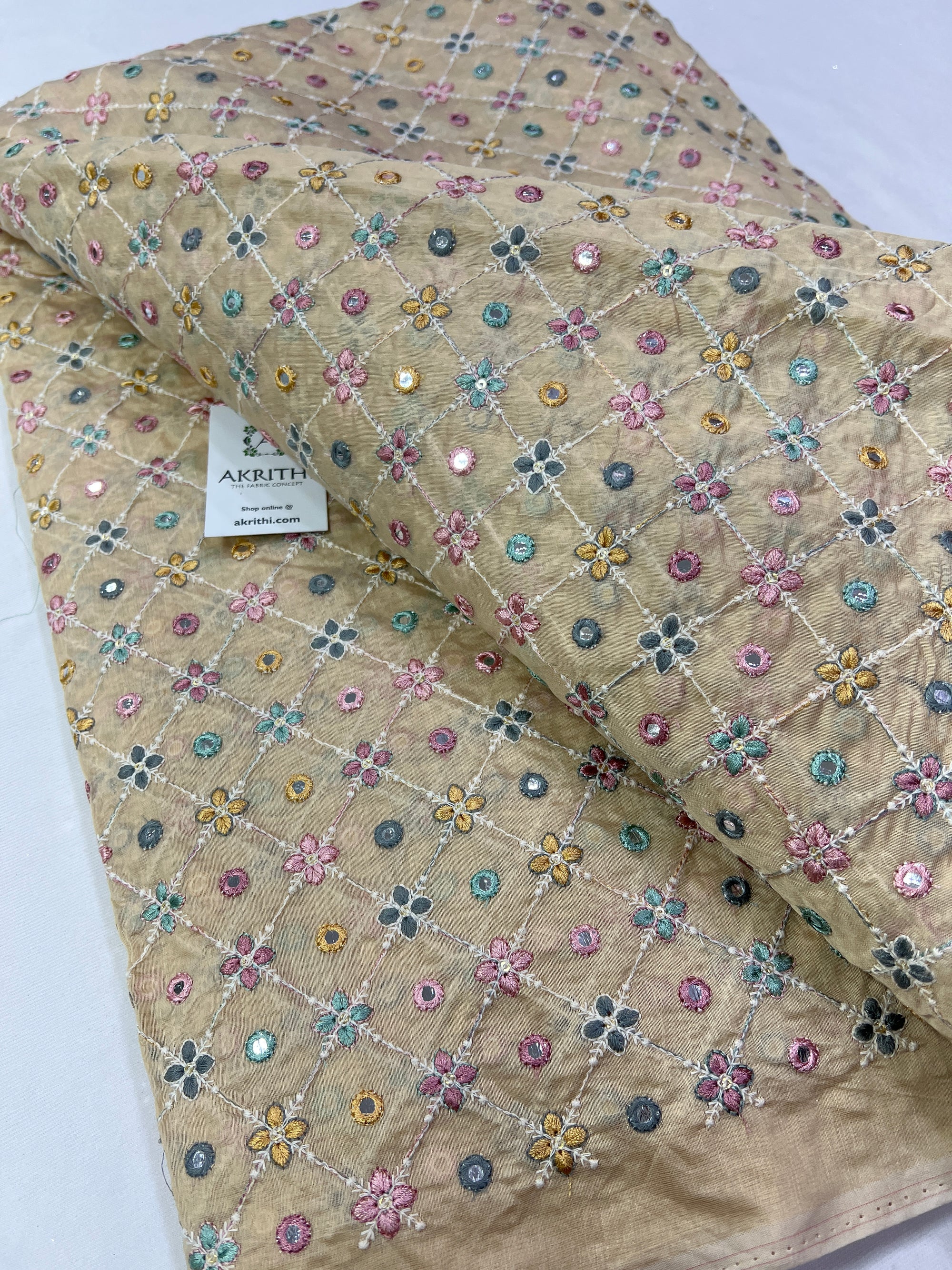 Embroidery on chanderi fabric