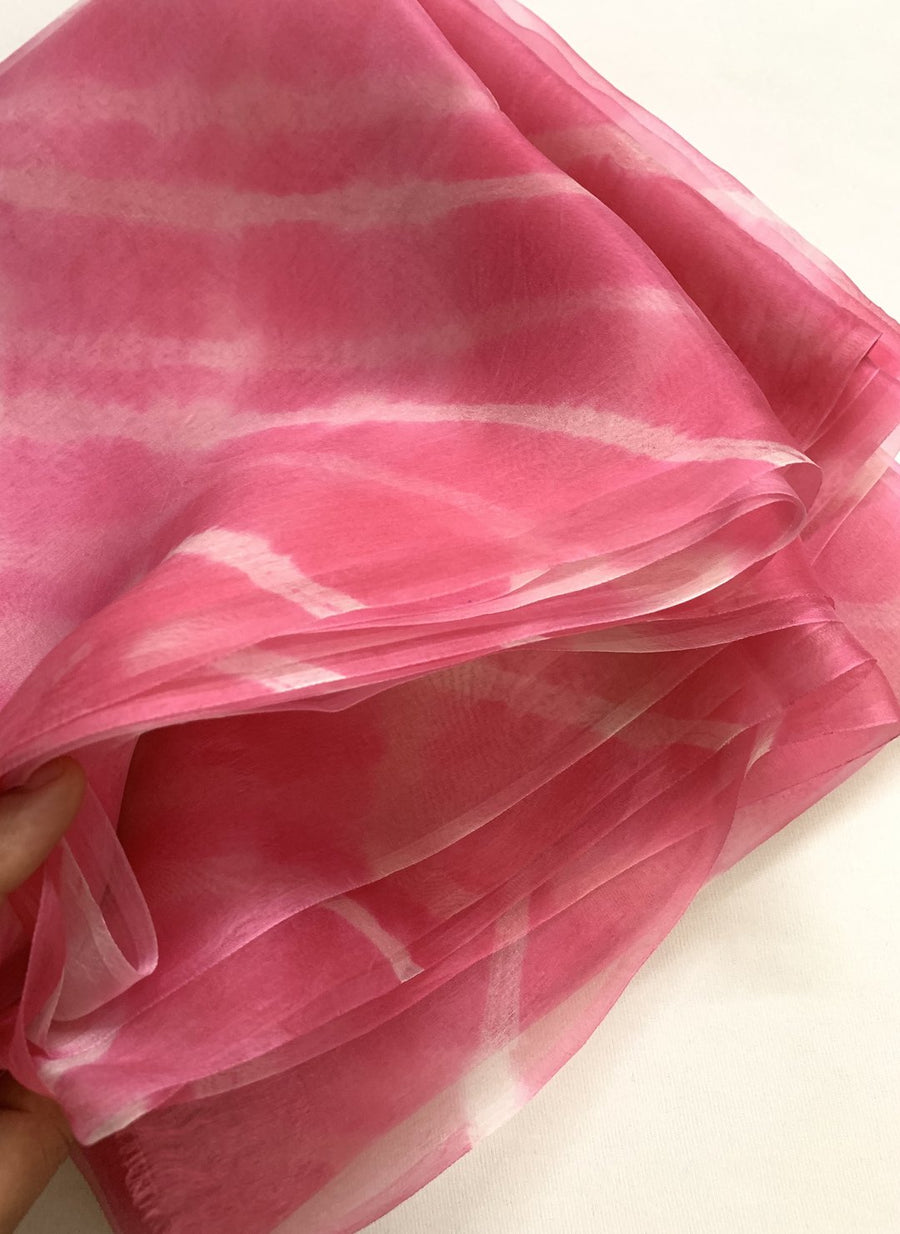 LEHERIYA TIE AND DYE PURE SILK ORGANZA FABRIC