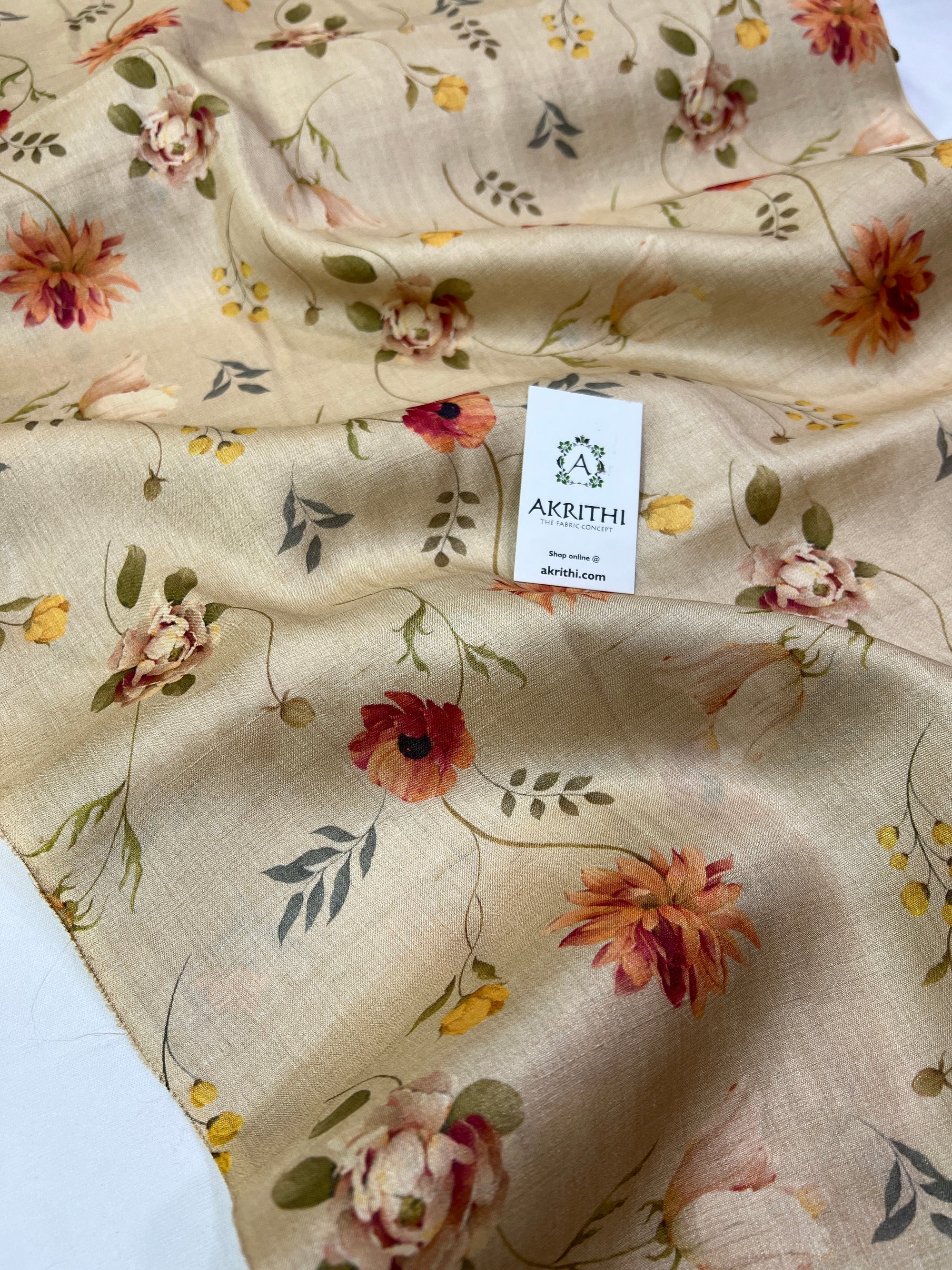 Digital Printed handloom pure tussar silk fabric