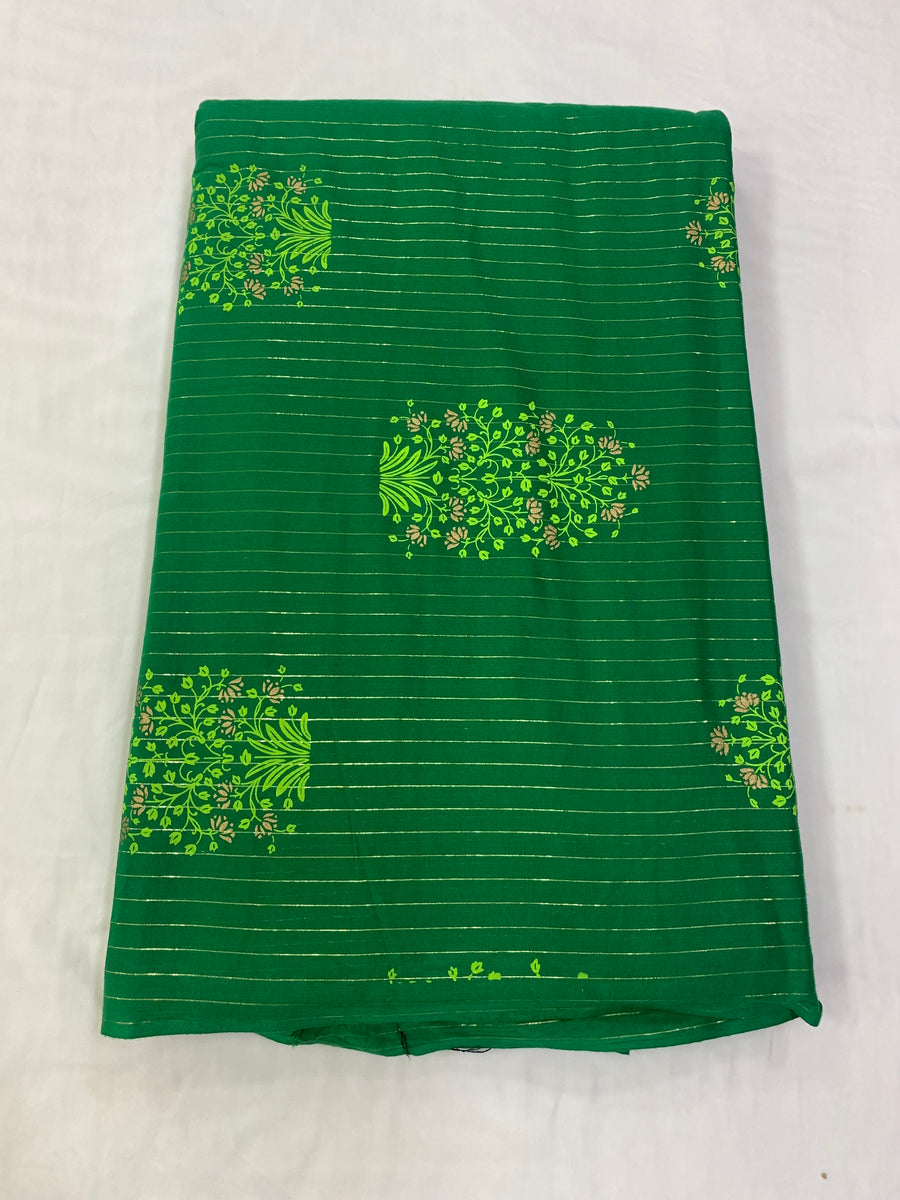 Printed pure cotton with golden zari fabric