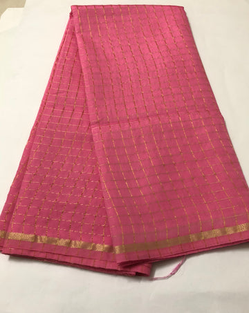 Silk cotton zari checks saree