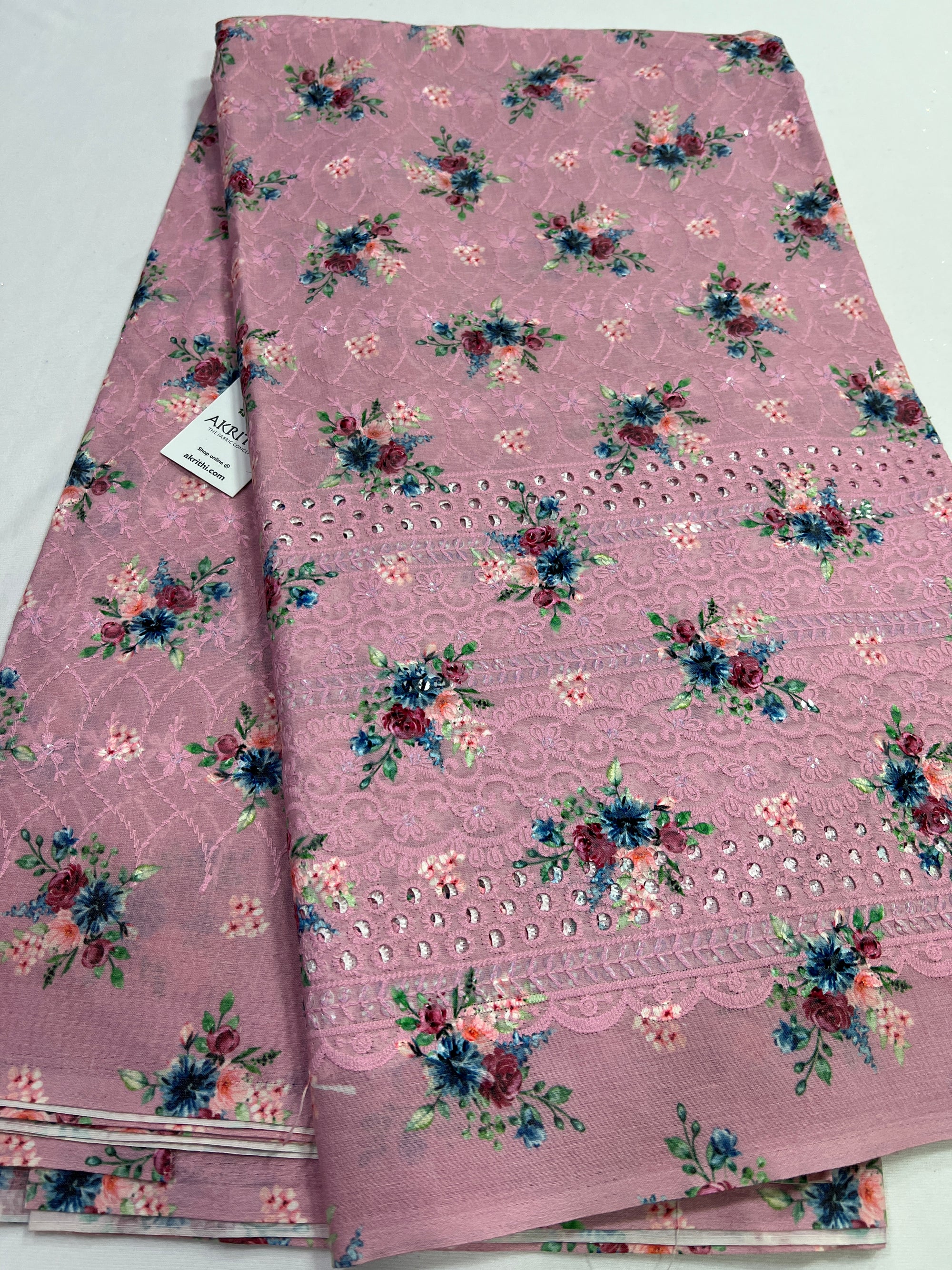 Hakoba printed Cotton schiffli fabric