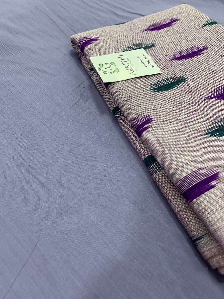 Pure mul cotton saree with handloom ikat blouse