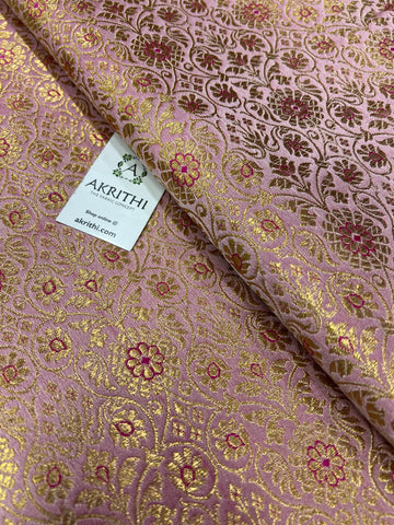 Banarasi brocade fabric onion pink