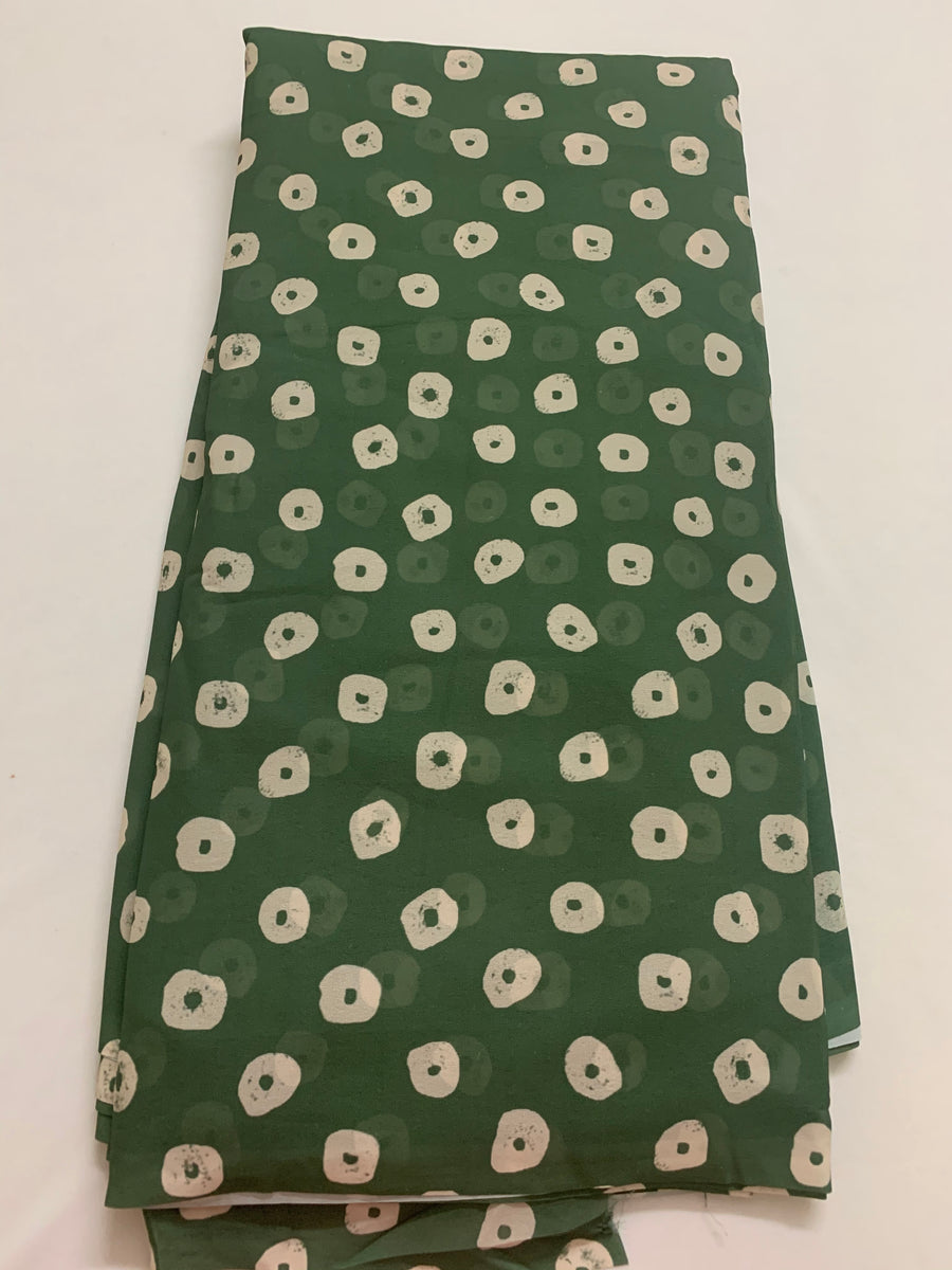 Digital bandhani printed green georgette fabric