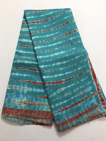 Shibori tie and dye pure raw silk fabric