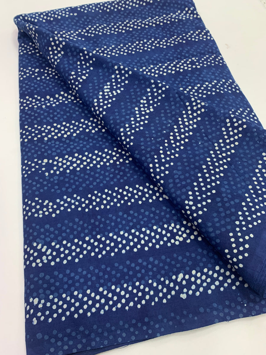 Indigo hand block pure cotton fabric