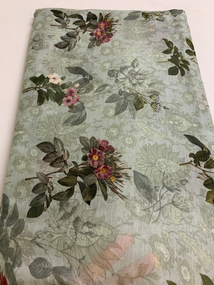 Floral Printed Pure silk cotton fabric