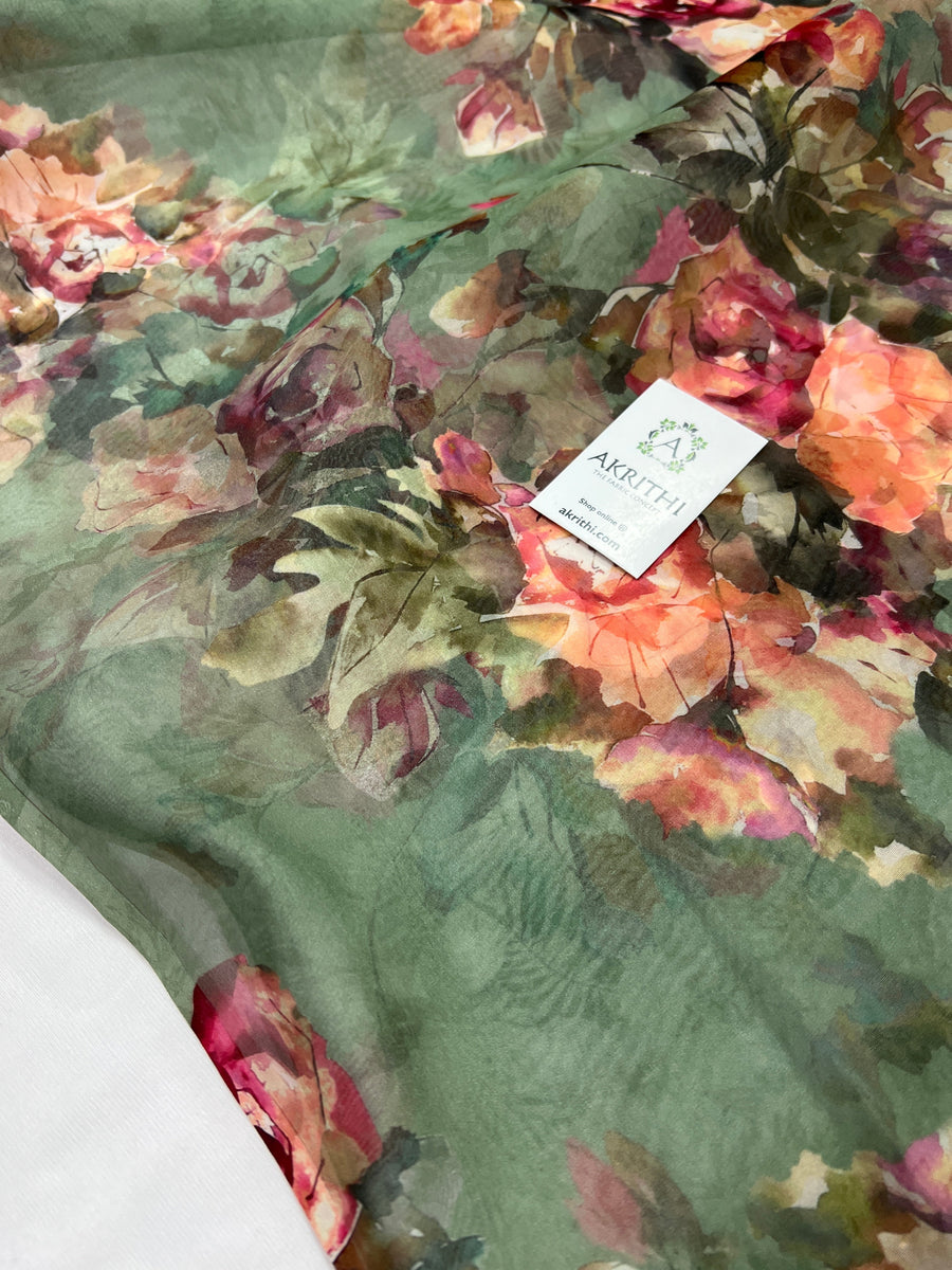 Digital floral Printed organza fabric 50 centimetres cut