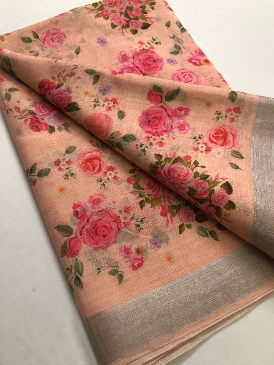 Floral Printed Linen fabric