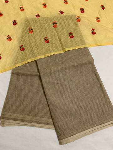 Kota doriya saree with embroidered blouse