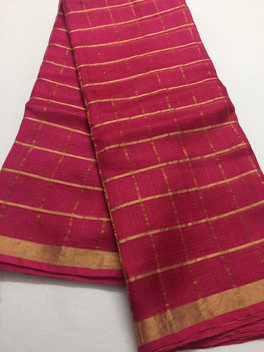 Pure kota silk saree with zari checks